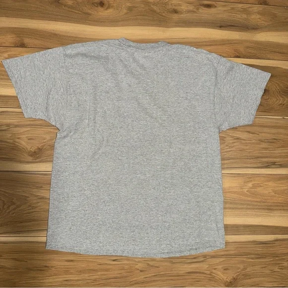 Vintage 90s Champion black “C” Logo T-Shirt Fits Med pre shrunk Classic Gray Tee - Picture 4 of 5